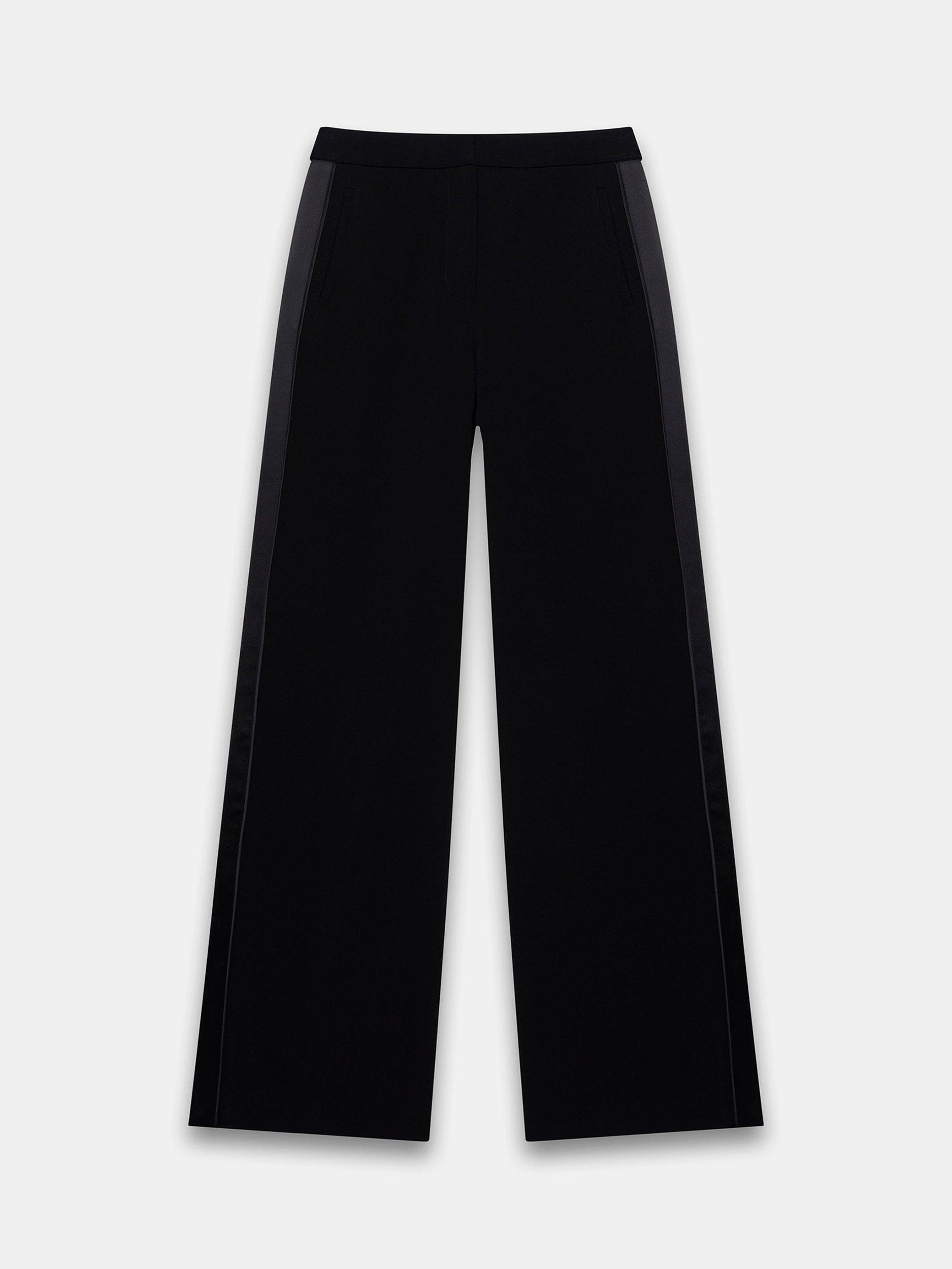Product image 5 of 6, which shows Mint Velvet Stripe Wide Leg Trousers, Black, 12R