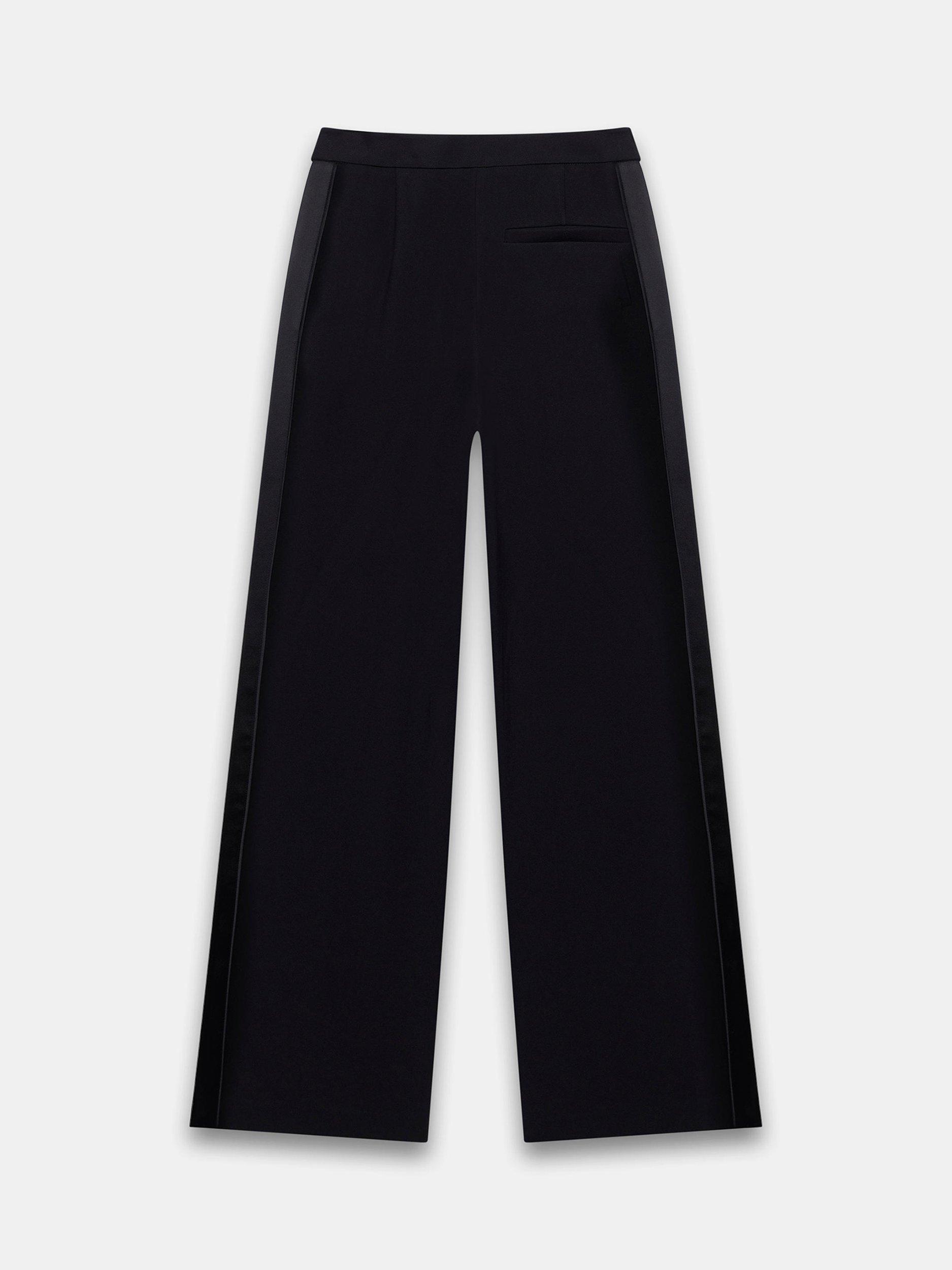 Product image 6 of 6, which shows Mint Velvet Stripe Wide Leg Trousers, Black, 12R