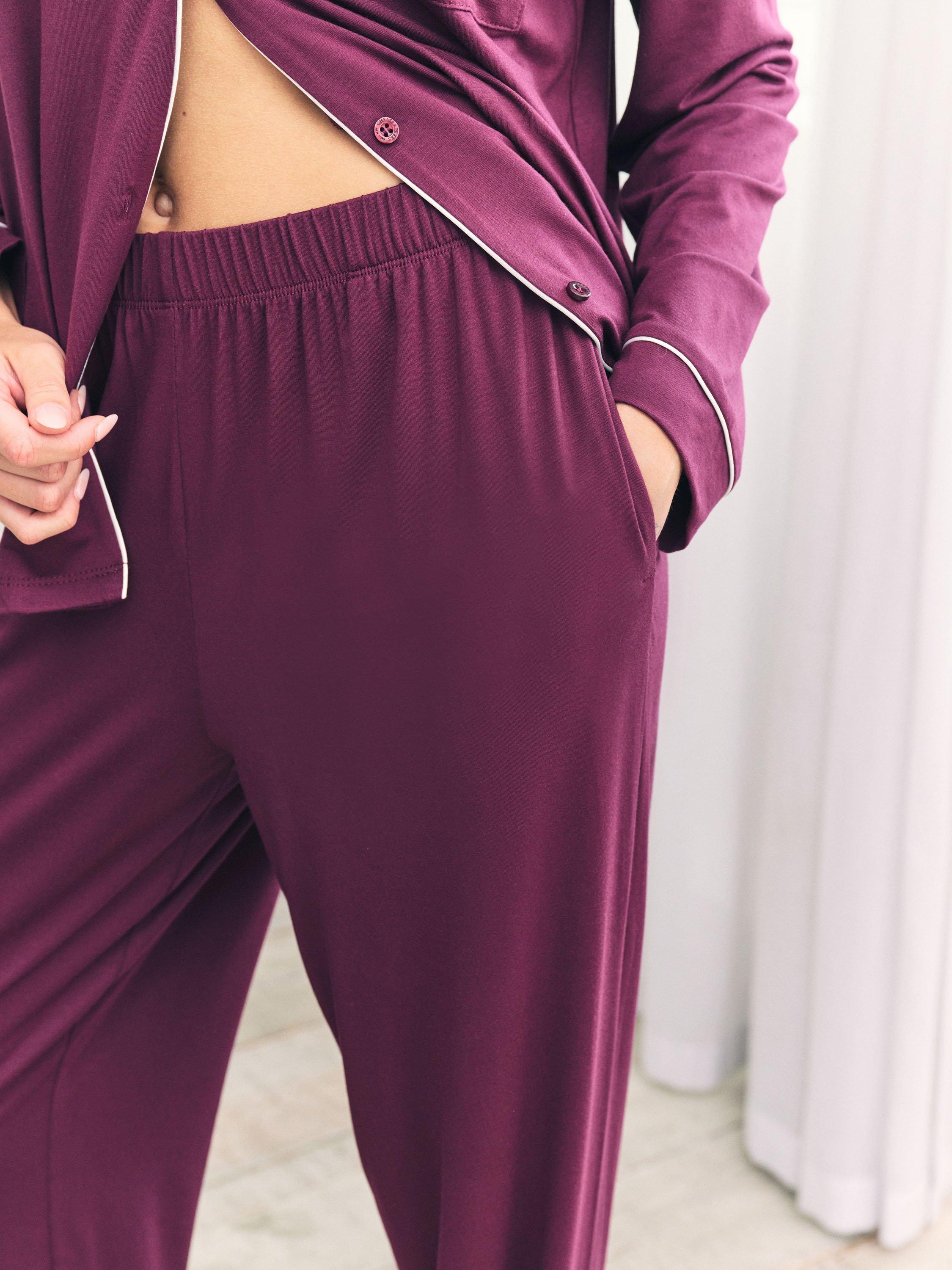 Product image 3 of 6, which shows Chelsea Peers Modal Blend Pyjama Set, Burgundy, 6