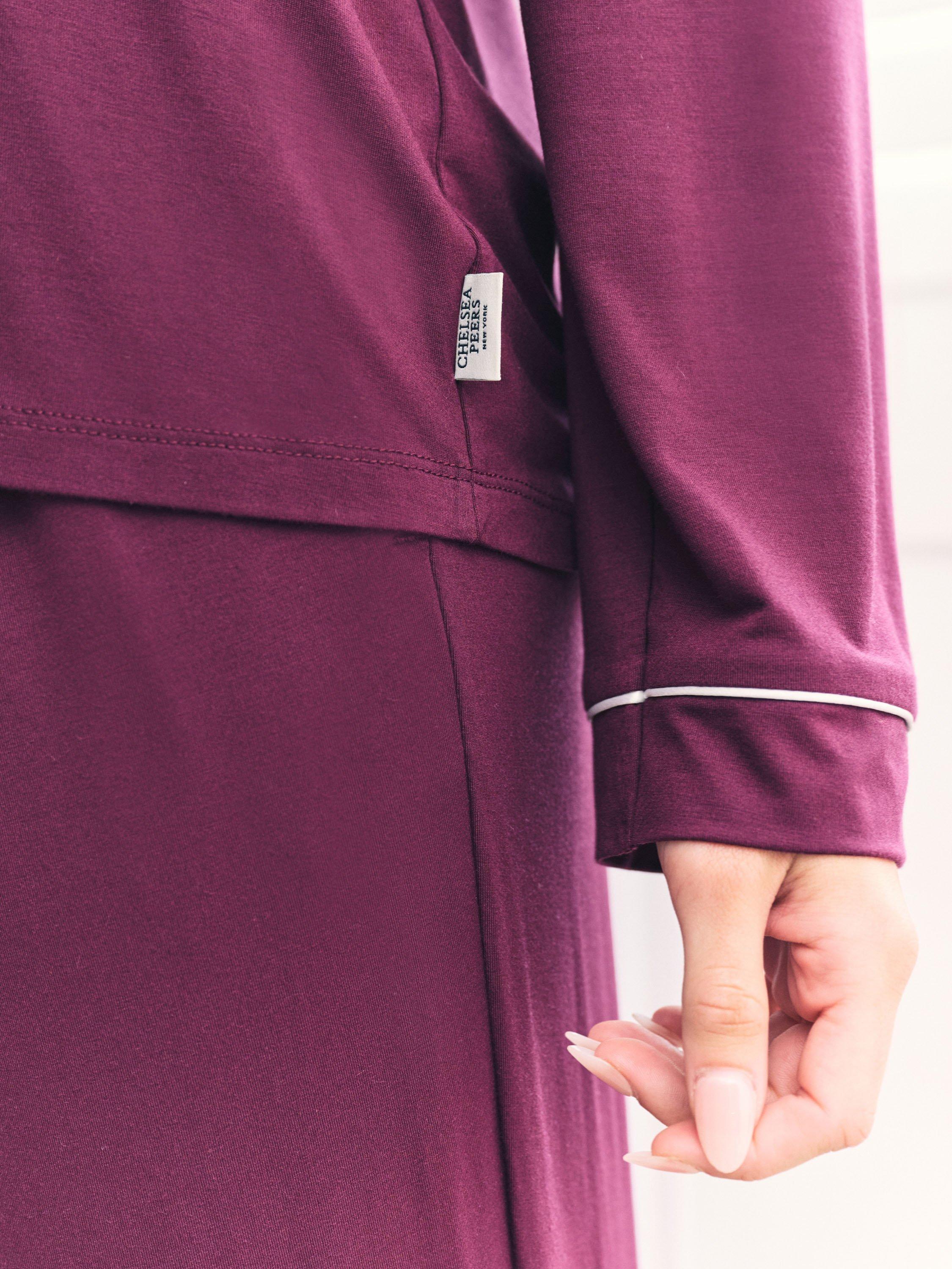 Product image 6 of 6, which shows Chelsea Peers Modal Blend Pyjama Set, Burgundy, 6