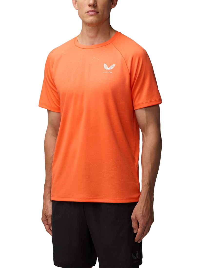 Product image 3 of 4, which shows Castore Men's Adapt Training T-Shirt, Bright Orange/Mid Grey, S