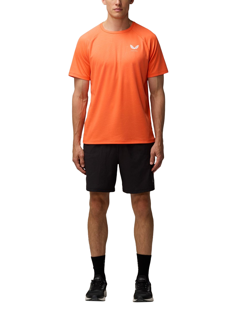 Product image 4 of 4, which shows Castore Men's Adapt Training T-Shirt, Bright Orange/Mid Grey, S