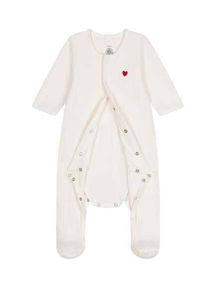 Petit Bateau Baby Cotton Babygrow, Marshmallow - view 2, Marshmallow