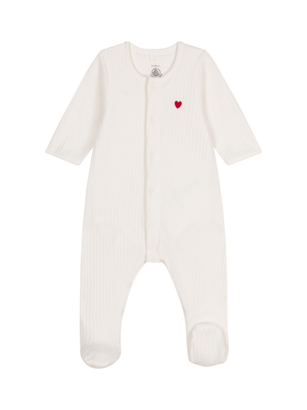 Petit Bateau Baby Cotton Babygrow, Marshmallow, Marshmallow