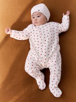Petit Bateau Baby Cotton Pyjama Sleepsuit, Marshmallow/Terkuit, Marshmallow/Terkuit