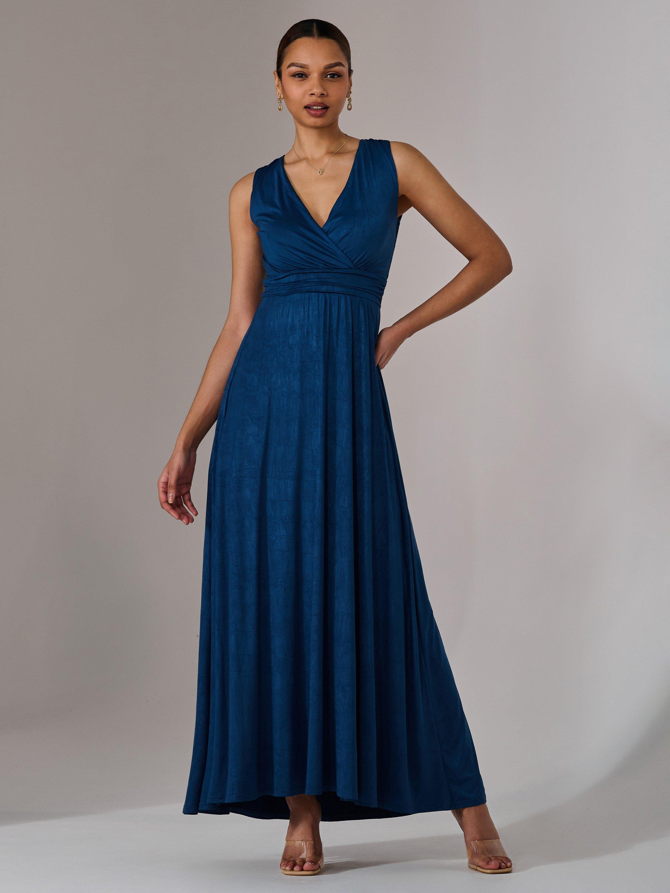 Product image 3 of 7, which shows Jolie Moi Sleeveless V Neck Maxi Dress, Navy, 8