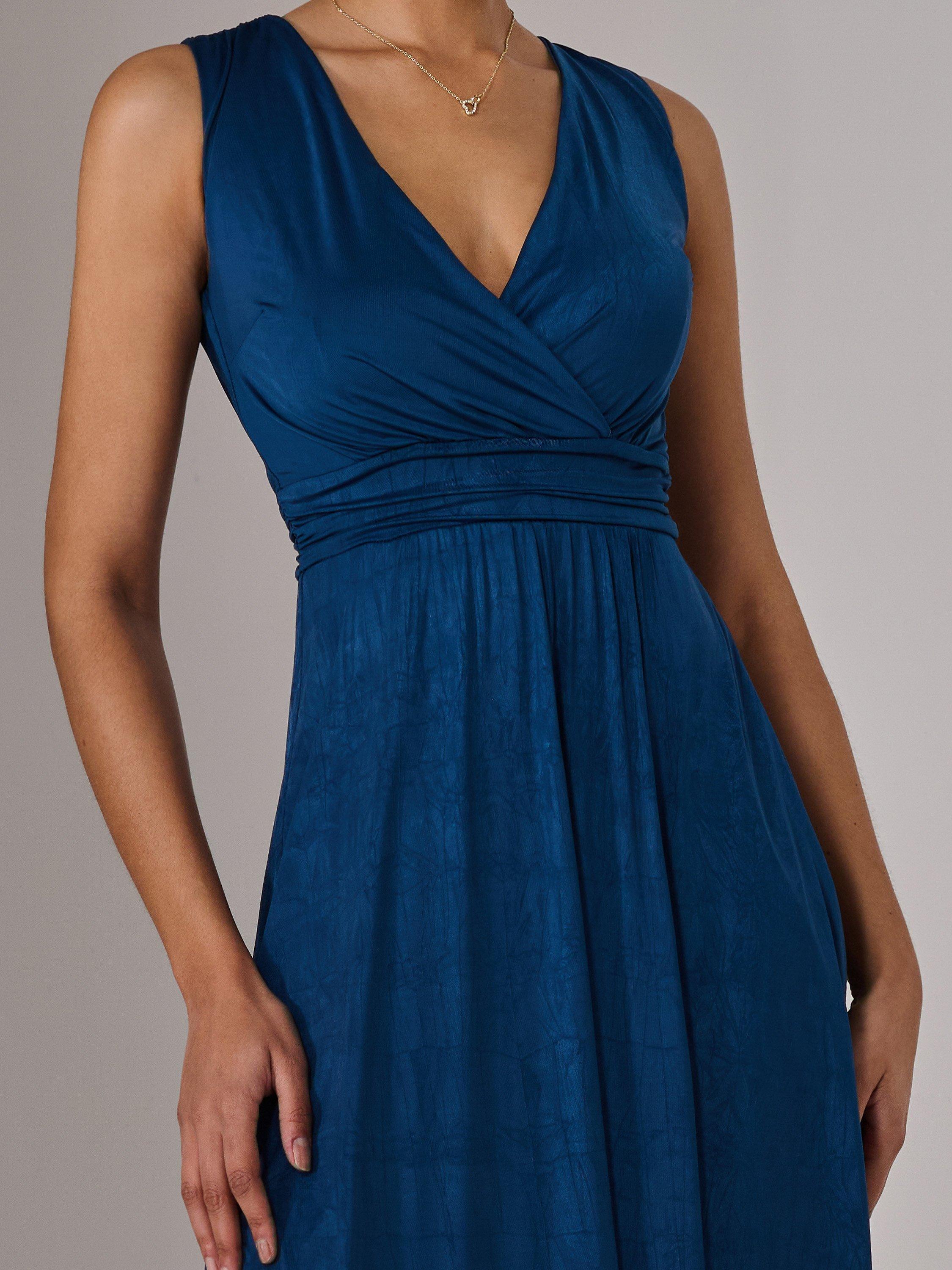 Product image 4 of 7, which shows Jolie Moi Sleeveless V Neck Maxi Dress, Navy, 8