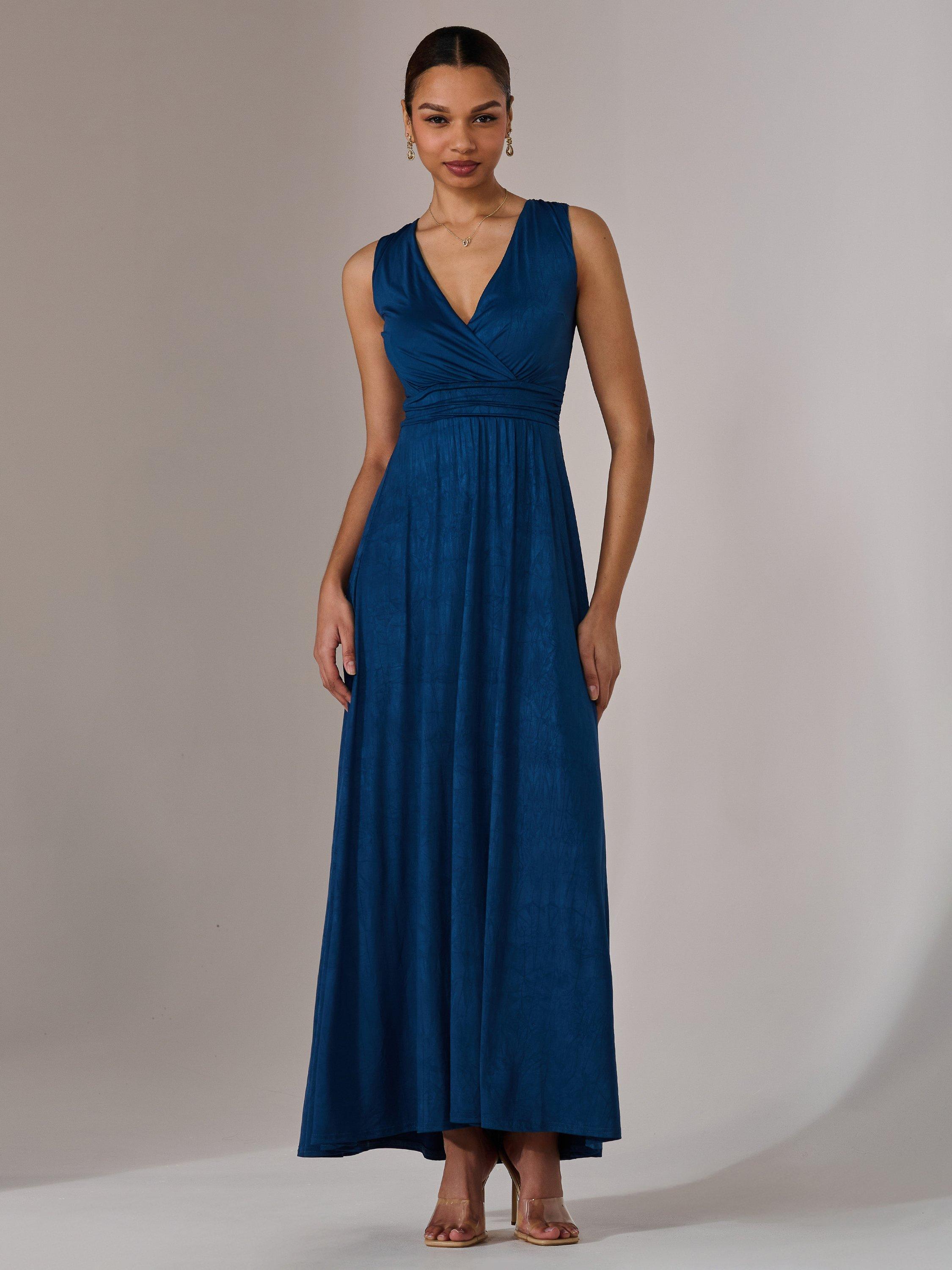 Product image 5 of 7, which shows Jolie Moi Sleeveless V Neck Maxi Dress, Navy, 8