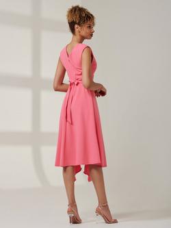 Jolie Moi Ruffle Detail Sleeveless V Neck Midi Dress - view 2, Pink