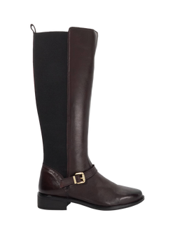 Dune London Toon Leather Knee High Boots, Burgundy, Burgundy