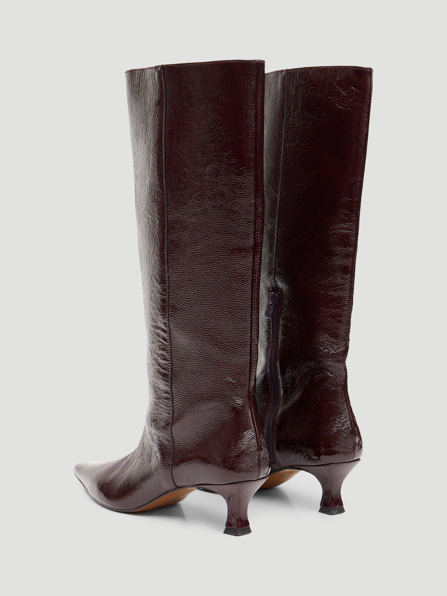 Product image 3 of 5, which shows HUSH Katlynn Leather Knee High Boots, Wine Red, 3