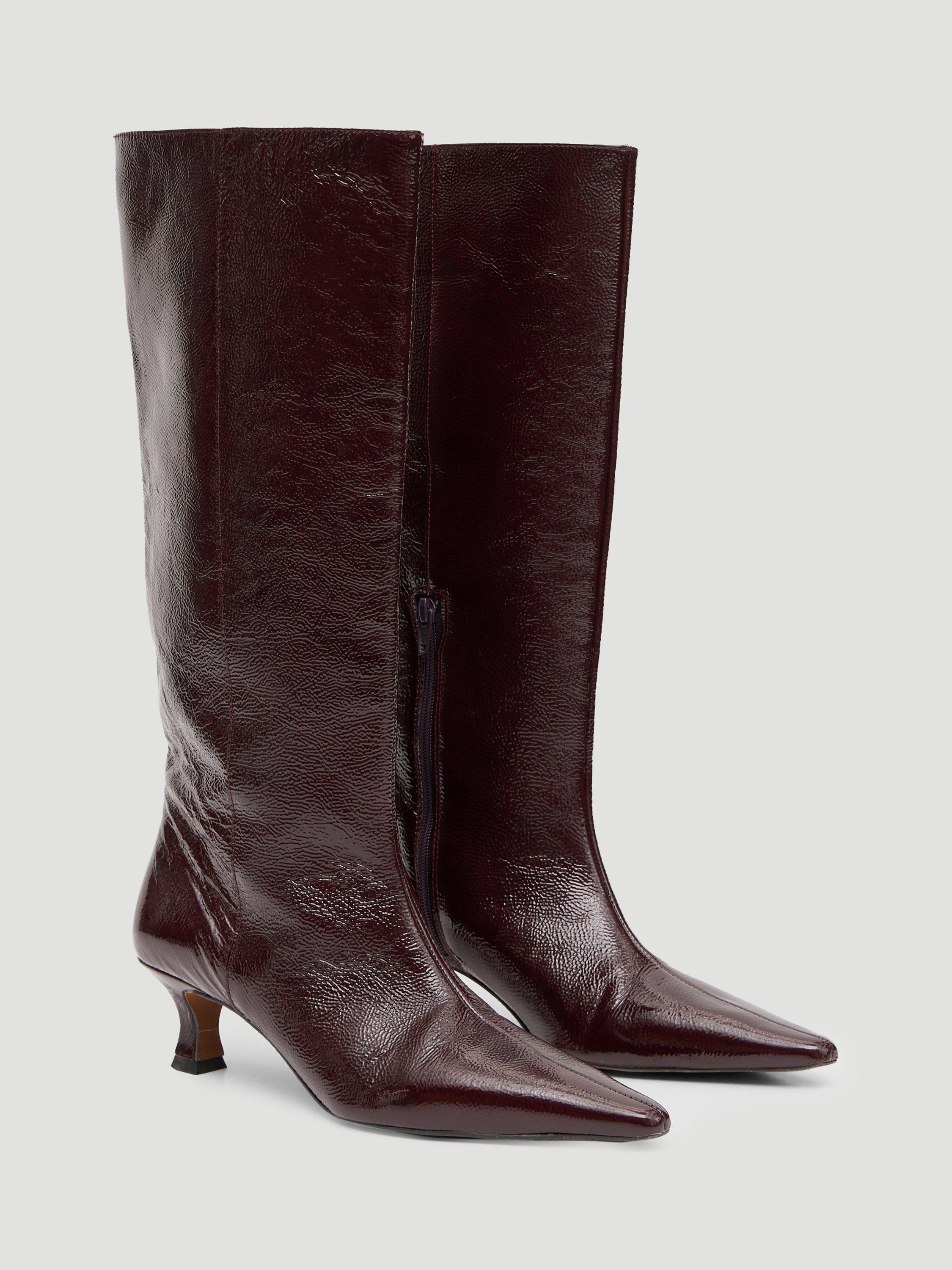 Product image 4 of 5, which shows HUSH Katlynn Leather Knee High Boots, Wine Red, 3
