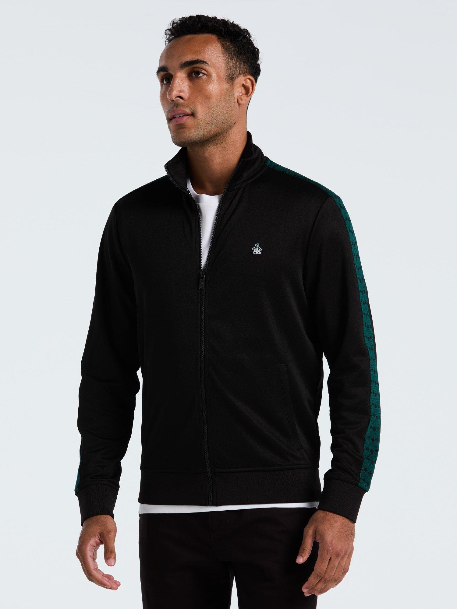 Product image 1 of 5, which shows Original Penguin Zip Neck Track Jacket, True Black, L