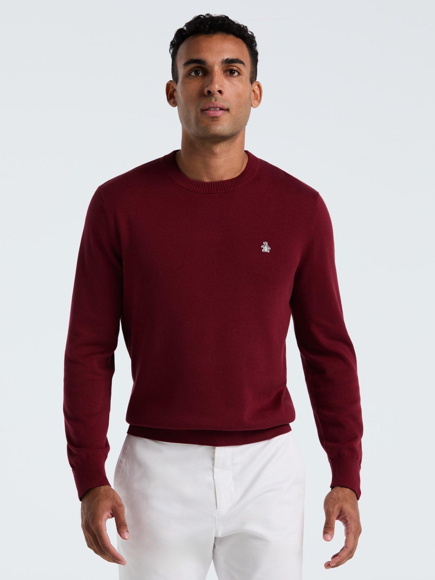 Product image 1 of 5, which shows Original Penguin Cotton Crew Neck Jumper, Cabernet, XS