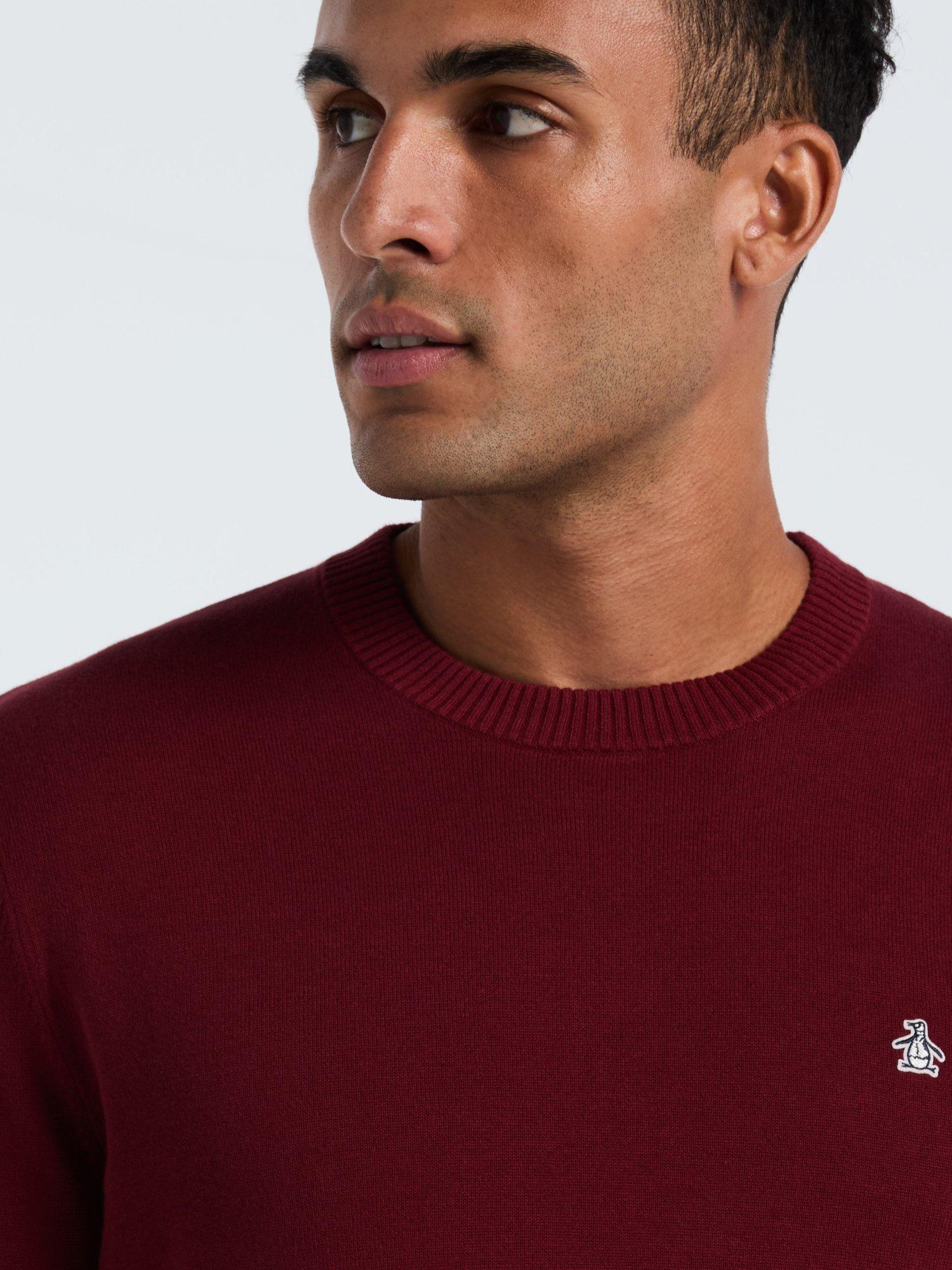 Product image 2 of 5, which shows Original Penguin Cotton Crew Neck Jumper, Cabernet, XS