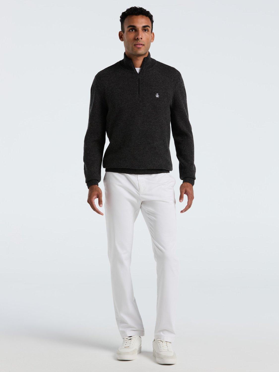 Product image 3 of 5, which shows Original Penguin Quarter Zip Lambswool Jumper, Charcoal, L
