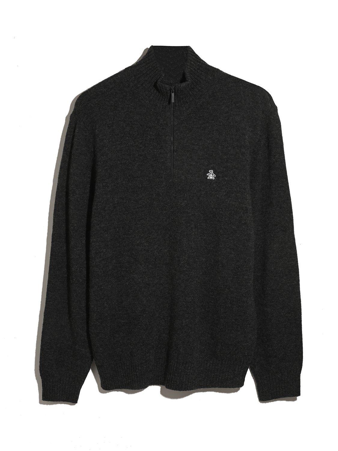 Product image 4 of 5, which shows Original Penguin Quarter Zip Lambswool Jumper, Charcoal, L