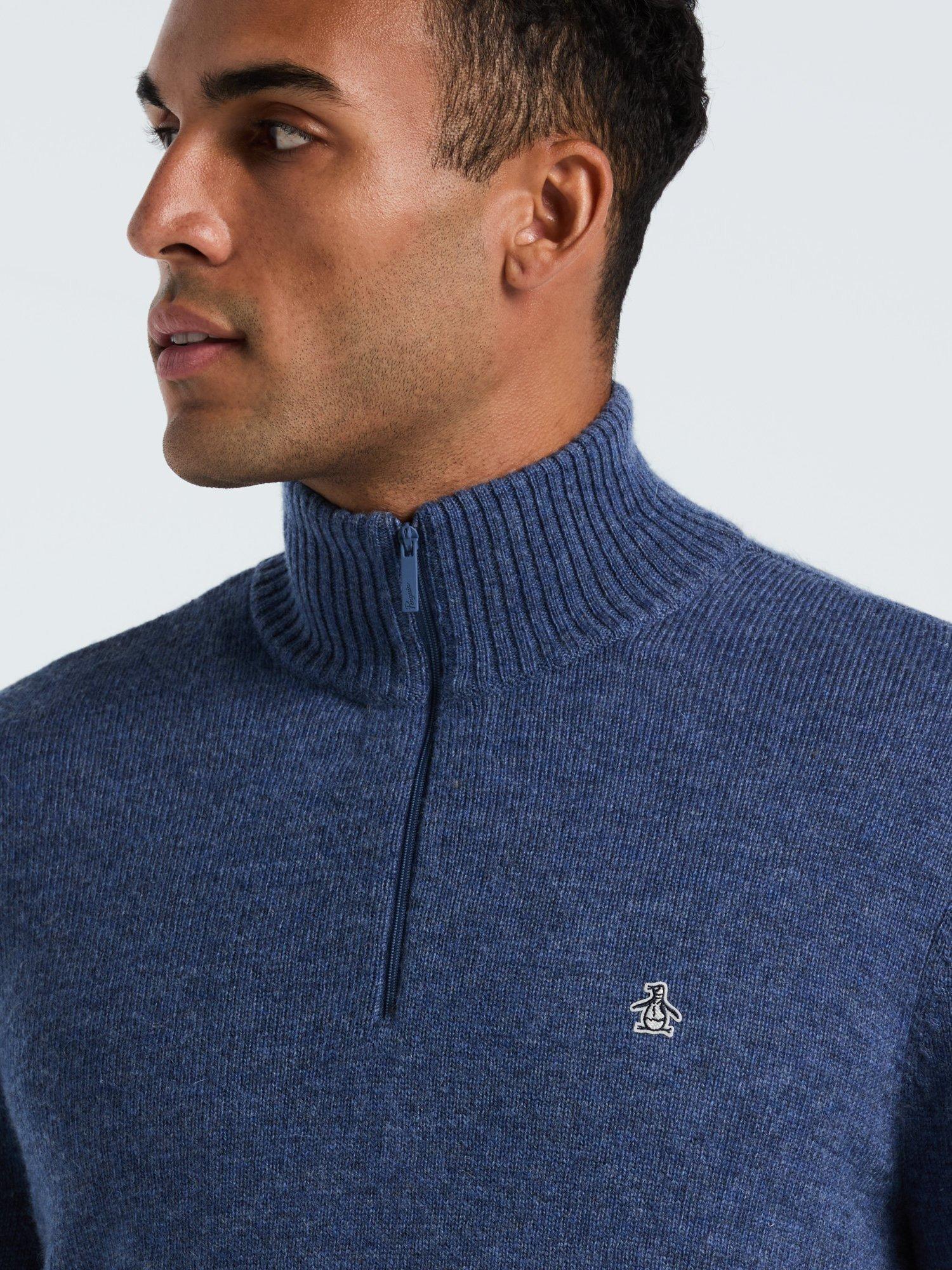 Product image 2 of 5, which shows Original Penguin Quarter Zip Lambswool Jumper, Sargasso Sea, XS