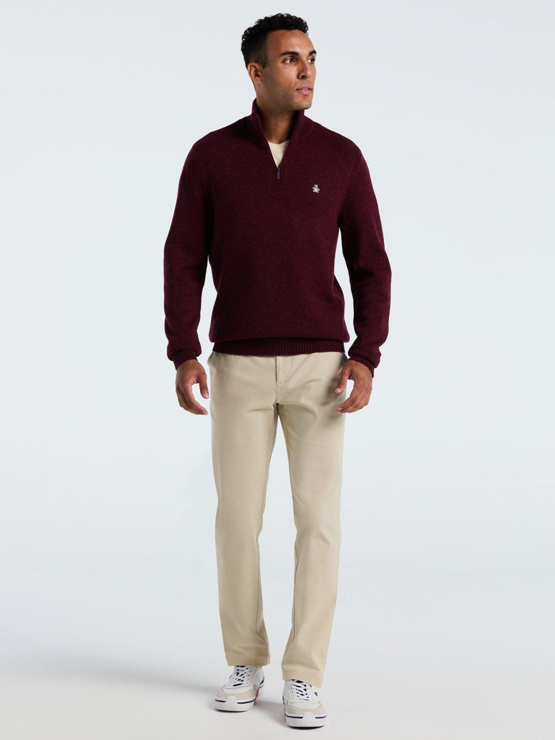 Product image 3 of 5, which shows Original Penguin Quarter Zip Lambswool Jumper, Cabernet, XS