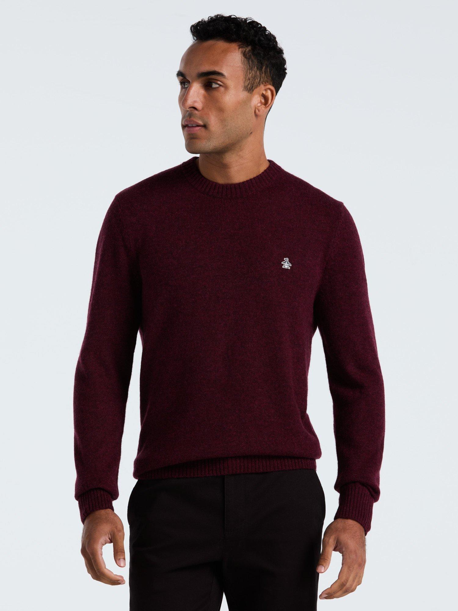 Product image 1 of 5, which shows Original Penguin Lambswool Crew Neck Jumper, Cabernet, XS