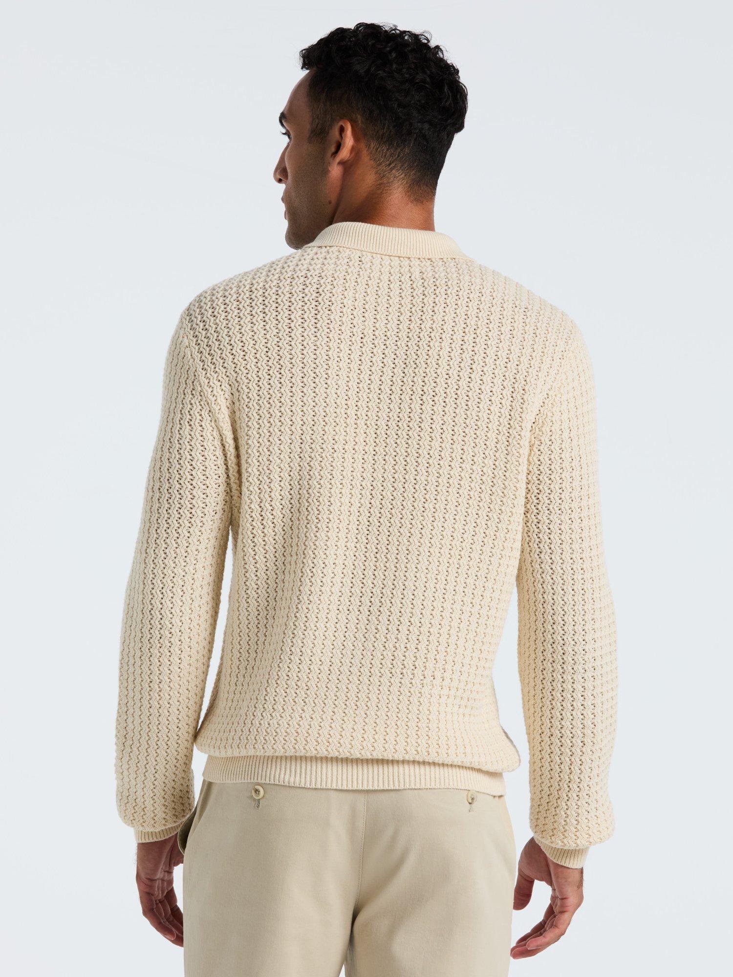 Product image 5 of 5, which shows Original Penguin Cotton Blend Zigzag Stitch Jumper, Birch, L