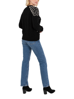Lovedrobe Embellished Cable Knit Jumper - view 2, Black