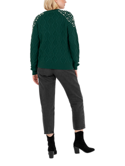 Lovedrobe Embellished Cable Knit Jumper - view 2, Emerald