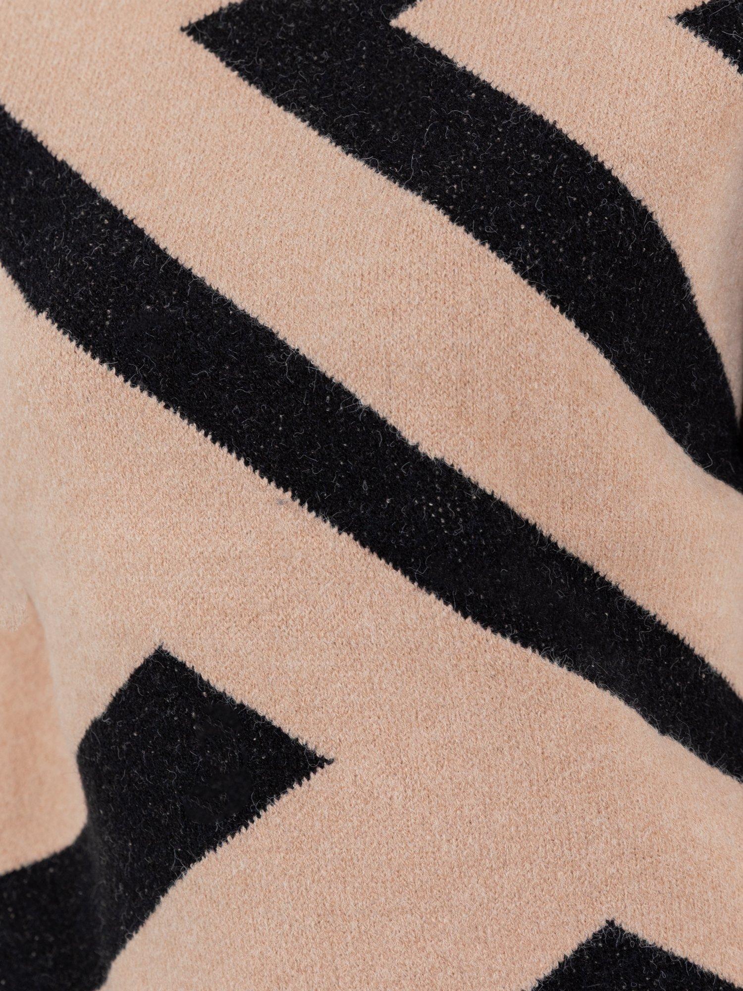 Product image 9 of 9, which shows Lovedrobe Geometric Jacquard High Neck Jumper, Camel, 8-10