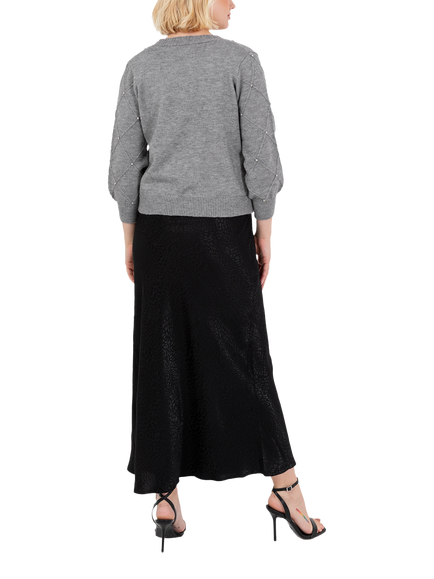 Lovedrobe Diamante Crop Top & Cardigan Set, Grey - view 2, Grey