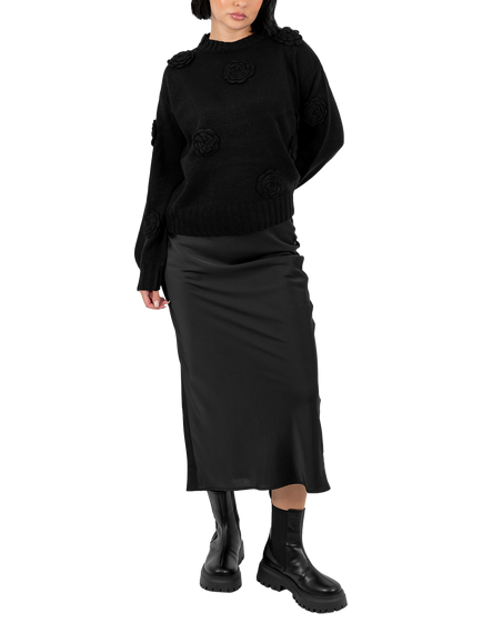 Lovedrobe Floral Applique Jumper, Black, Black