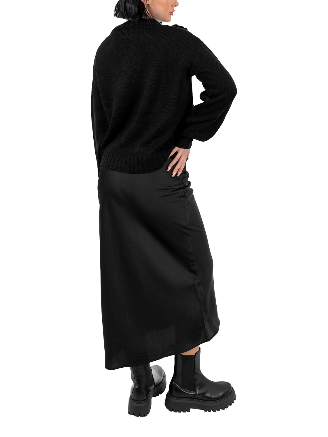 Product image 2 of 7, which shows Lovedrobe Floral Applique Jumper, Black, 8-10