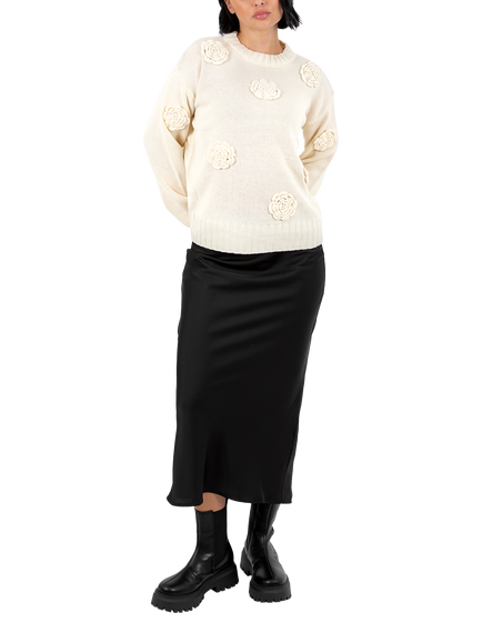 Lovedrobe Floral Applique Jumper, Black, Cream