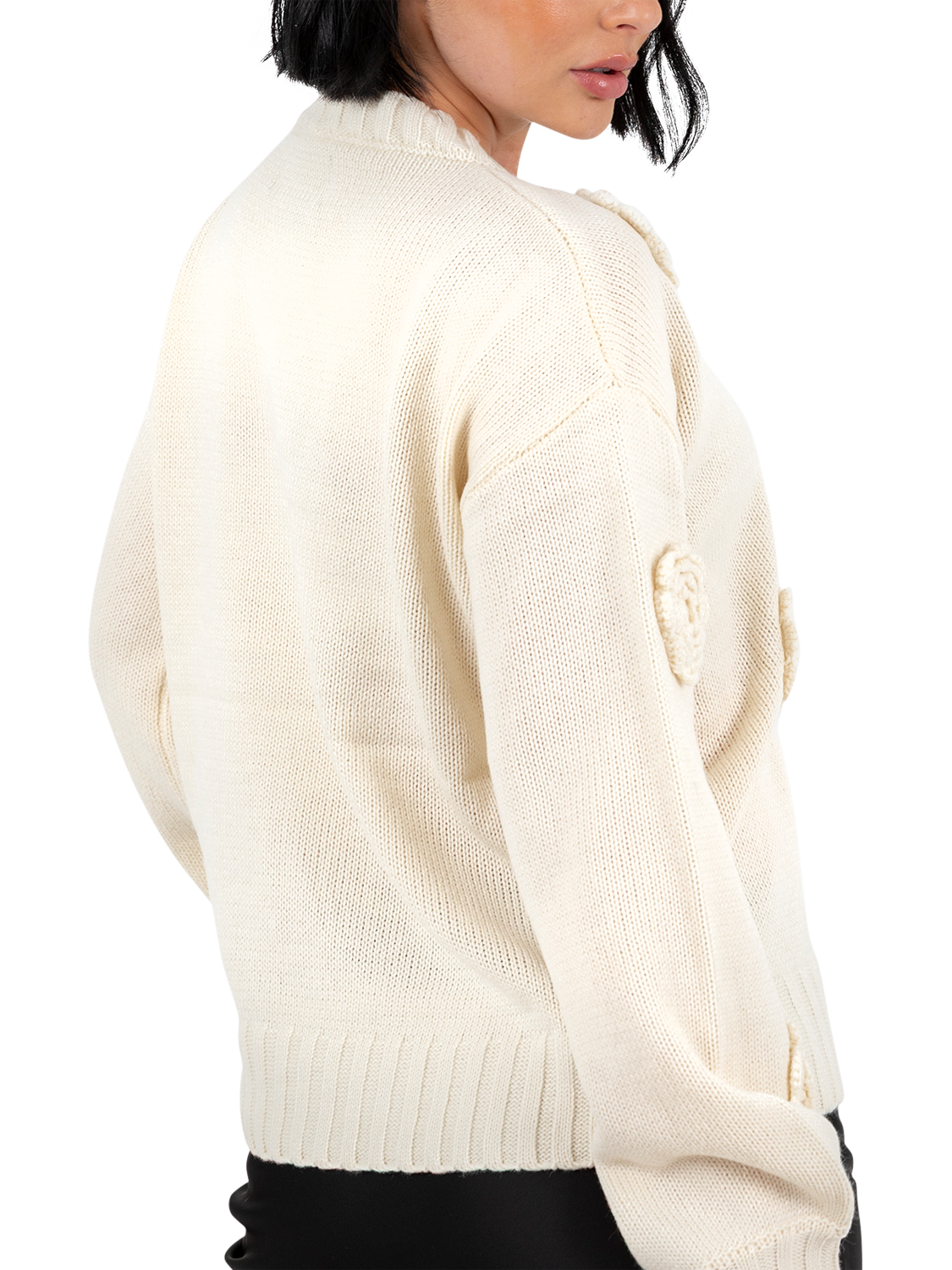 Product image 4 of 7, which shows Lovedrobe Floral Applique Jumper, Cream, 8-10