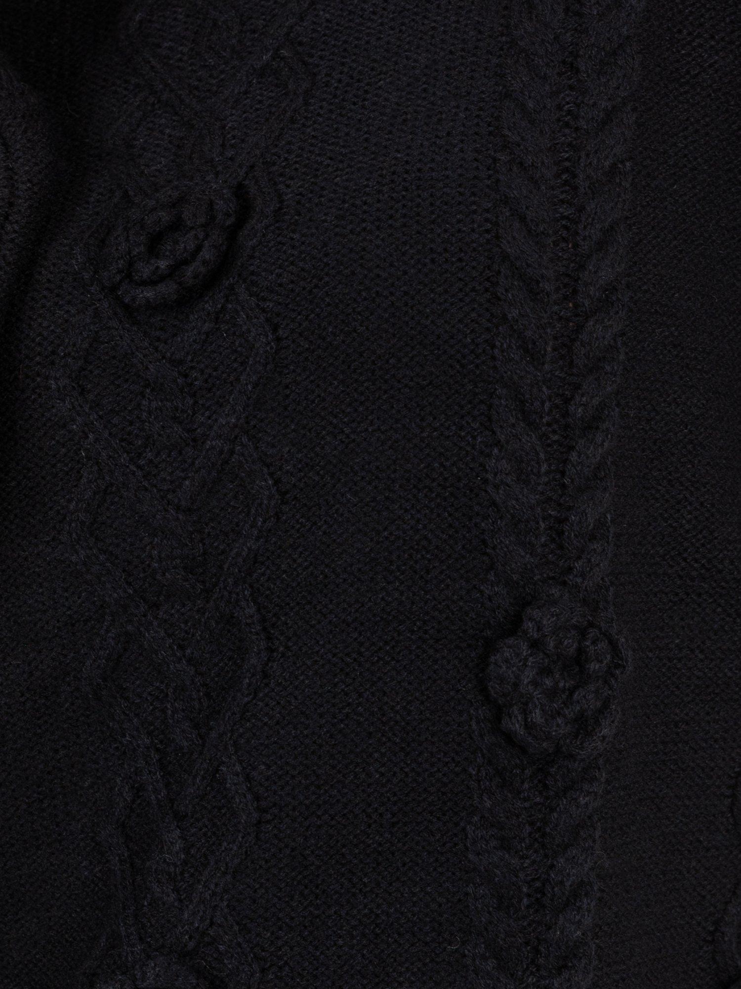 Product image 9 of 9, which shows Lovedrobe Floral Applique Cable Knit Jumper, Black, 8-10