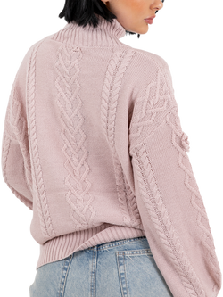Lovedrobe Floral Applique Cable Knit Jumper - view 2, Blush