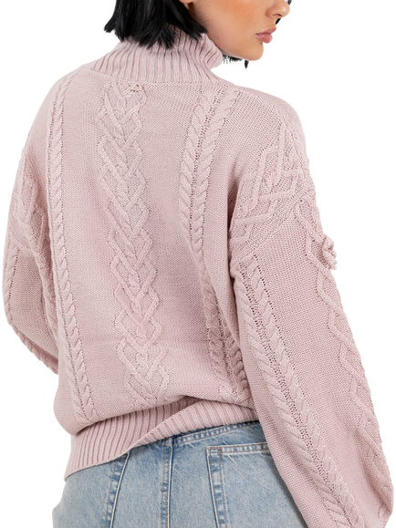 Lovedrobe Floral Applique Cable Knit Jumper - view 2, Blush