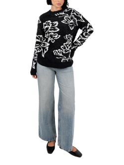 Lovedrobe Floral Jacquard Jumper, Black