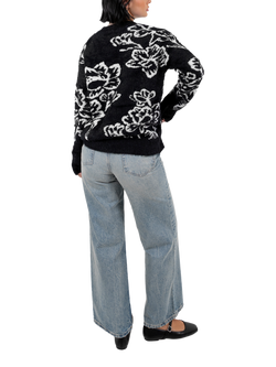 Lovedrobe Floral Jacquard Jumper - view 2, Black