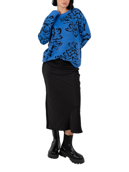 Lovedrobe Floral Jacquard Jumper, Blue