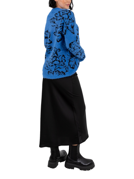 Lovedrobe Floral Jacquard Jumper - view 2, Blue