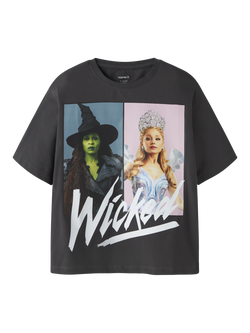 NAME IT Kids' Cotton Blend Short Sleeved Wicked T-Shirt, Black, Black