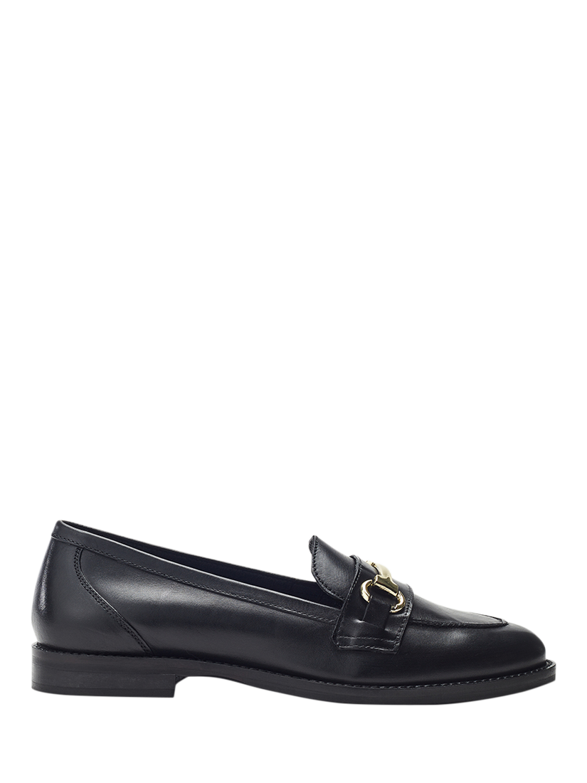 Moda in Pelle Elarra Leather Snaffle Trim Loafers, Black