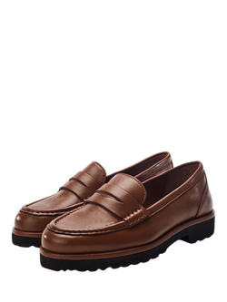 Moda in Pelle Ellaria Leather Loafers, Tan - view 2, Tan