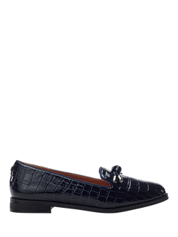 Moda In Pelle Fillipa Patent Mocc Croc Knotted Tassel Trim Loafers, Navy