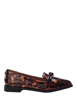 Moda In Pelle Fillipa Tortoise Shell Patent Knotted Tassel Trim Loafers, Multi