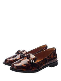 Moda In Pelle Fillipa Tortoise Shell Patent Knotted Tassel Trim Loafers - view 2, Multi