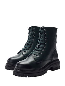 Moda in Pelle Onnay Leather Lace Up Ankle Boots, Dark Green - view 2, Dark Green