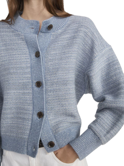 FRAME Jacquard Stripe Wool Blend Cardigan, Light Blue - view 2, Light Blue
