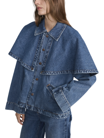 FRAME The Cape Denim Jacket, Blue - view 2, Blue