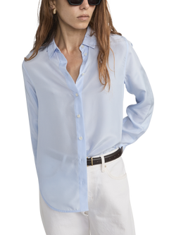 FRAME Stripe Pure Silk Shirt, Blue/White - view 2, Blue/White